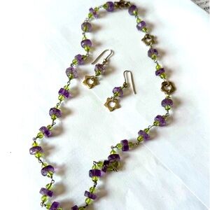 ✨Exquisite Sterling Silver Carlo Biagi Purple and Green Necklace and Earring Set